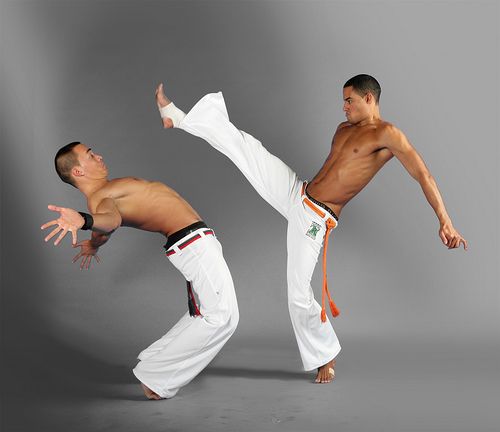 Capoeira class with music and movement