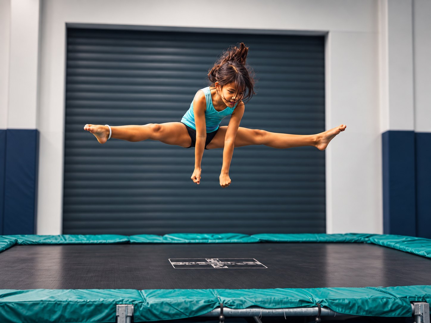 Child jumping on a trampoline at Impulsion Academy, Floréal, Mauritius